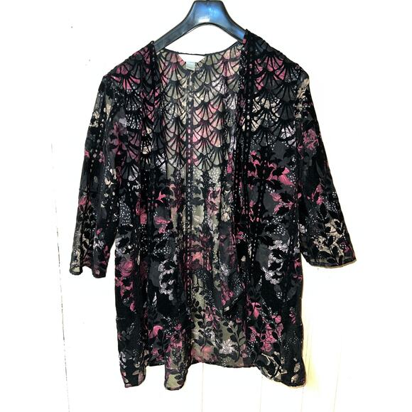 Christopher & Banks Cardigan Jacket X-Large Burnout Velvet Whisigoth Fairy XL - Picture 2 of 9